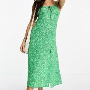 NWT Monki Green Floral Slit Midi Dress size 40 / UK 12